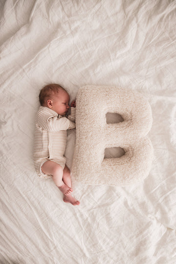 newborn with boucle letter cushion b by Bettys home