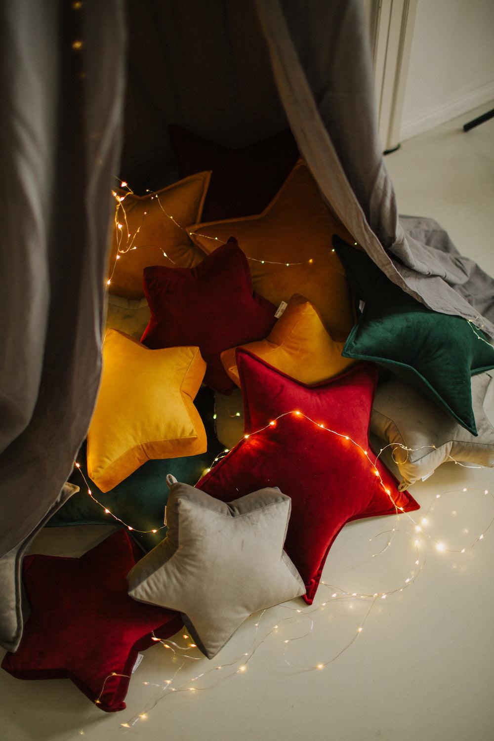 velvet small star cushion wine red by bettys home with other velvet cushions under cotton canopy 