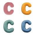 Velvet Letter cushion C in four colours. Decorative pillow for couch. Decorative pillow for sofa.