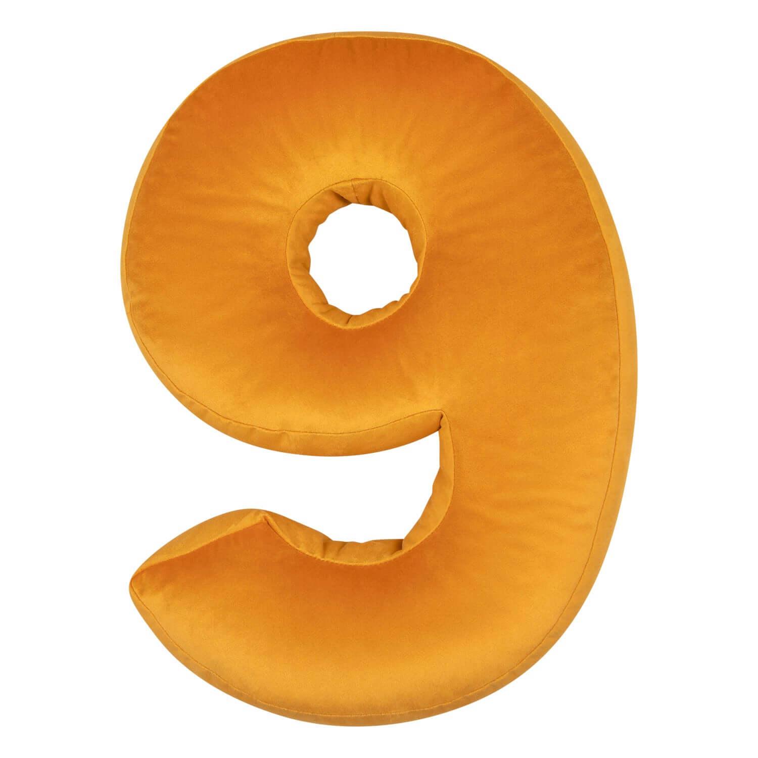 Betty's Home Cushions, Poduszka, Prezent dla dziecka yellow Velvet number cushion 9 | Number Cushion 5908231295385 NUM-9-VEL-YEL Velvet number cushion 9 | Number Cushion | Birthday decoration ideas