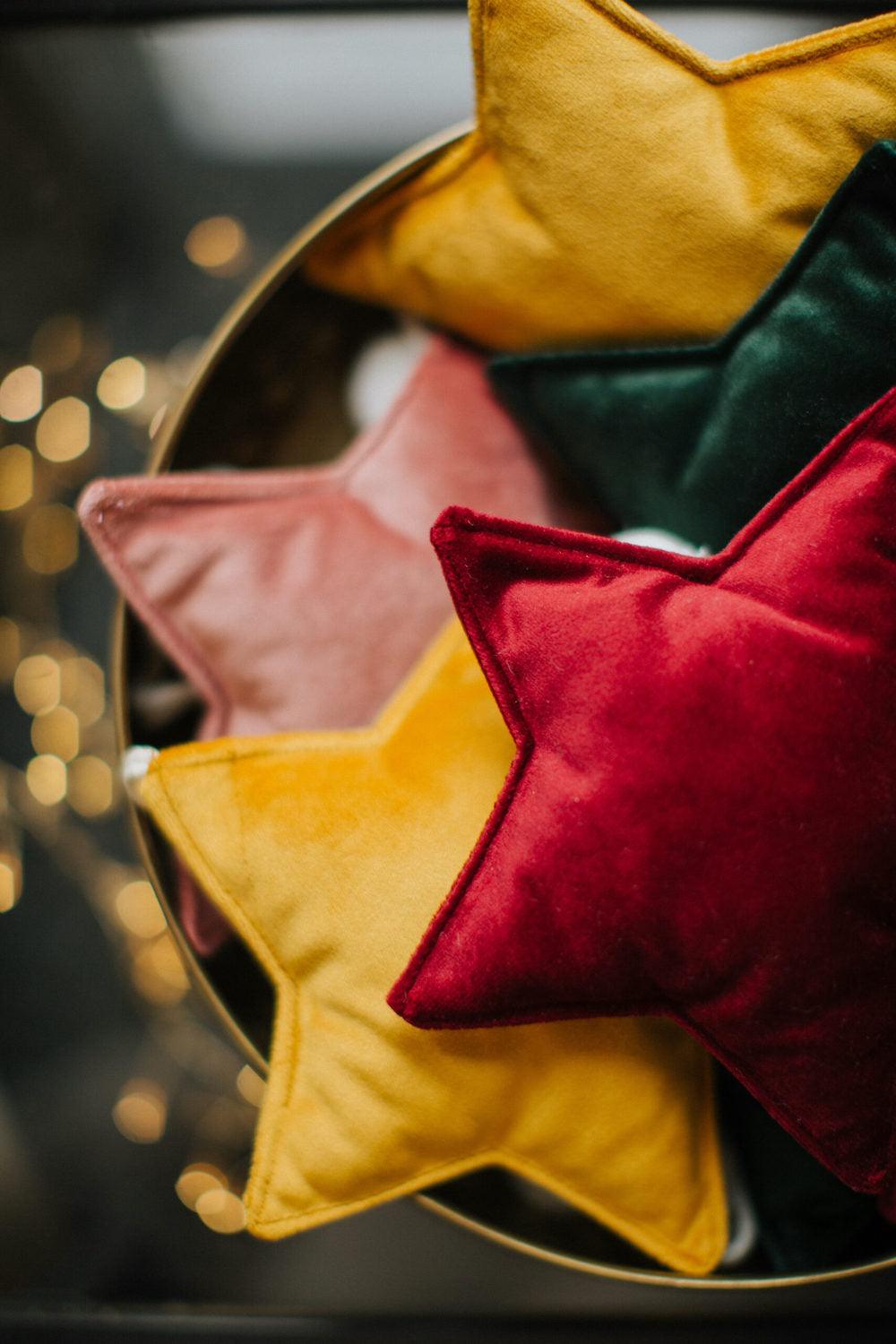 velvet little star pendant yellow with pompoms by bettys home in three colours wine star pendant  