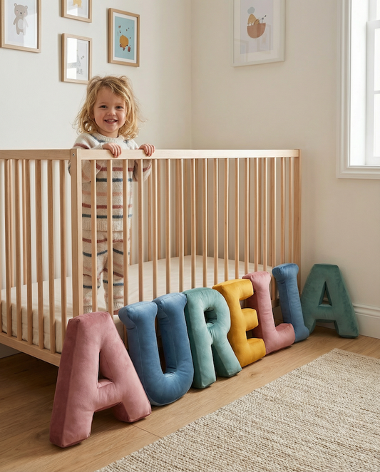 7er-Set Samt Buchstabenkissen