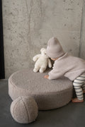 large pouf boucle mocha by bettys home with boucle ball cushion and kid 