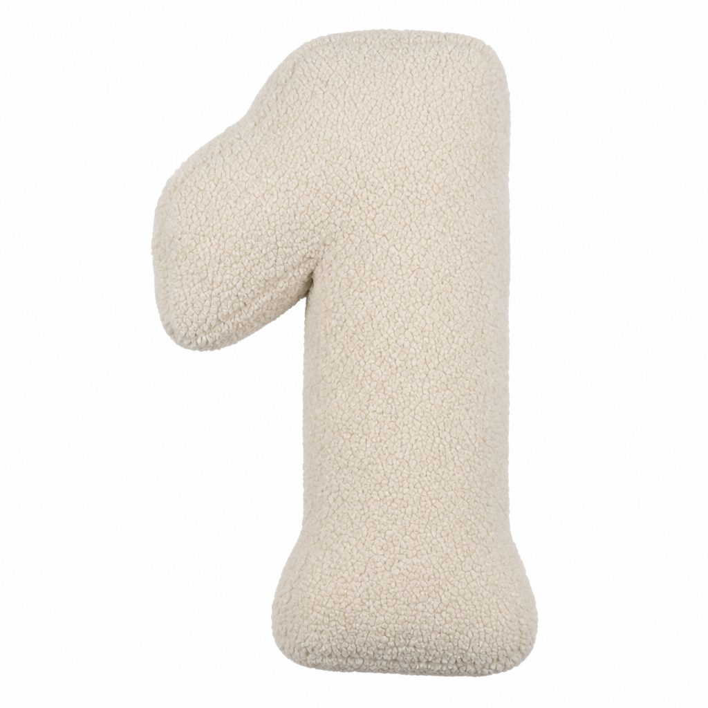 Boucle Number Cushion 1 in cream by Bettys home. Cushion in shape of number