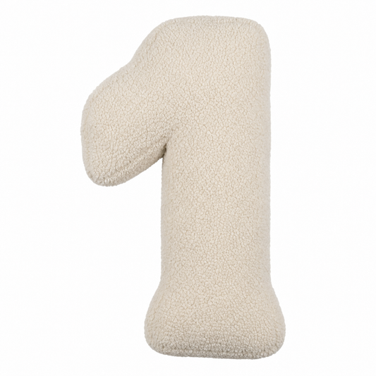 Boucle Number Cushion 1 in cream by Bettys home. Cushion in shape of number