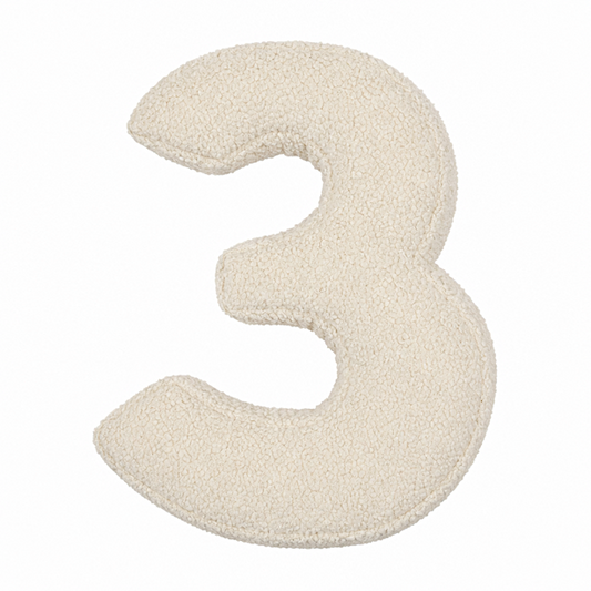Boucle Number Cushion 3 in cream by Bettys home. Cushion in shape of number