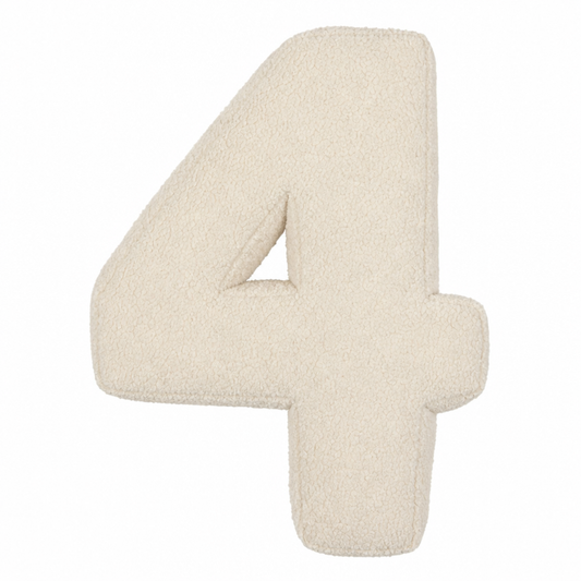 Boucle Number Cushion 4 in cream by Bettys home. Cushion in shape of number