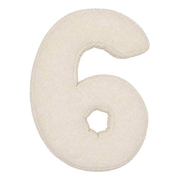 Boucle Number Cushion 6 in cream by Bettys home. Cushion in shape of number