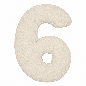 Boucle Number Cushion 6 in cream by Bettys home. Cushion in shape of number