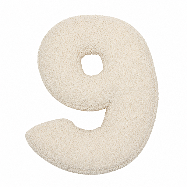 Boucle Number Cushion 9 in cream by Bettys home. Cushion in shape of number