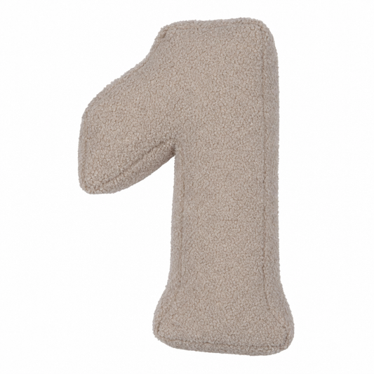 Boucle Number Cushion 1 in mocha by Bettys home. Cushion in shape of number
