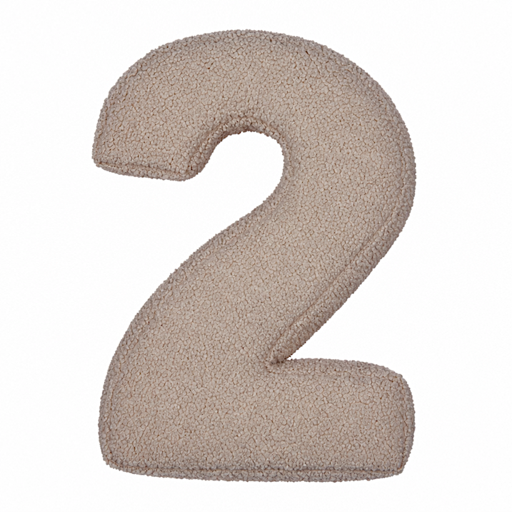 Boucle Number Cushion 2 in mocha by Bettys home. Cushion in shape of number