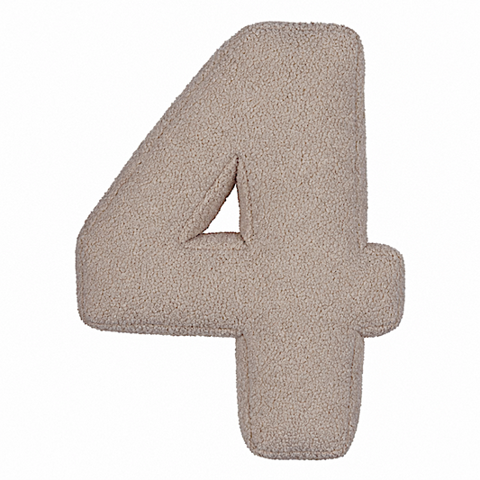 Boucle Number Cushion 4 in mocha by Bettys home. Cushion in shape of number