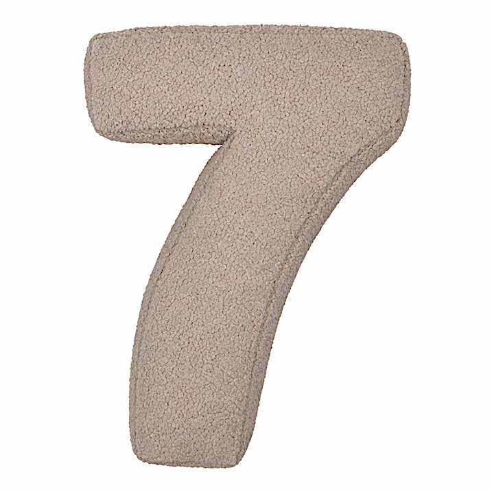 Boucle Number Cushion 7 in mocha by Bettys home. Cushion in shape of number