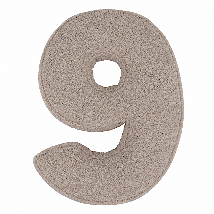 Boucle Number Cushion 9 in mocha by Bettys home. Cushion in shape of number