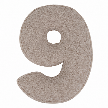 Boucle Number Cushion 9 in mocha by Bettys home. Cushion in shape of number