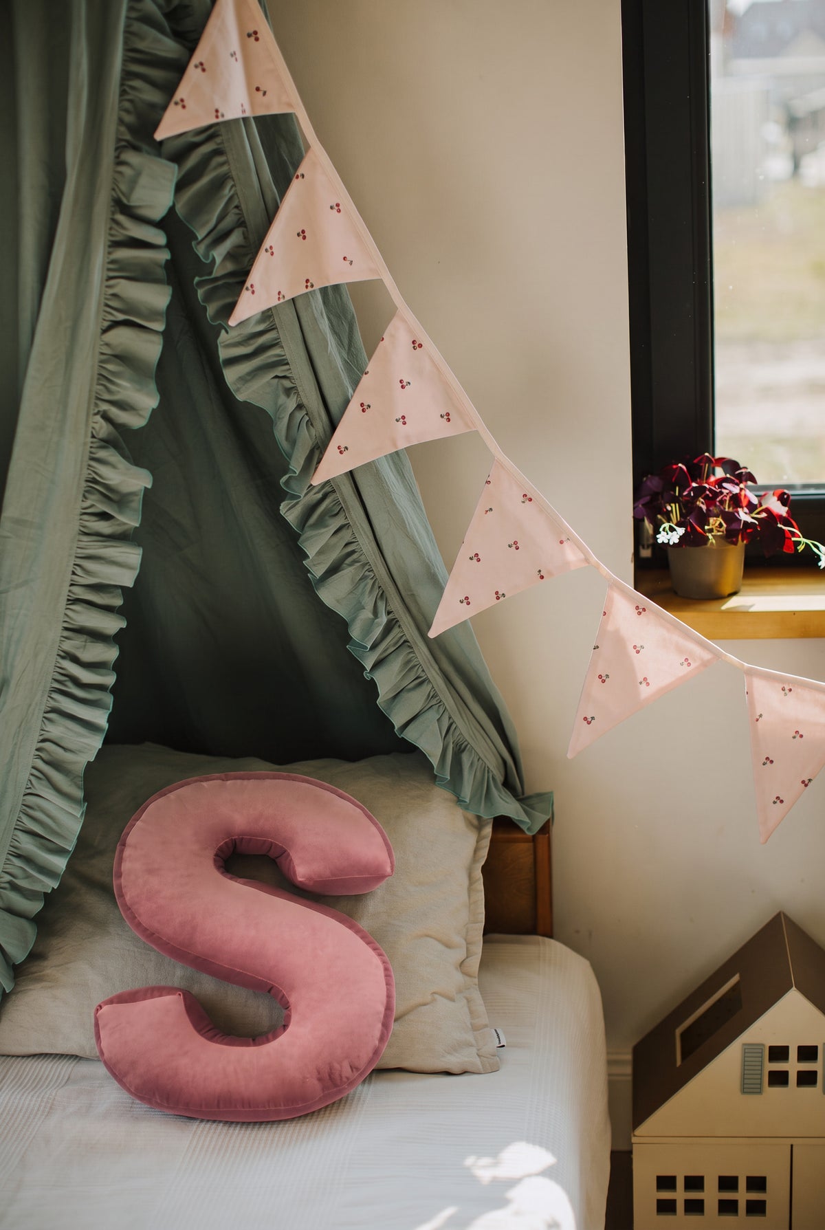 Decoration garland with cherries by bettys home under kids bed and letter cushion s 