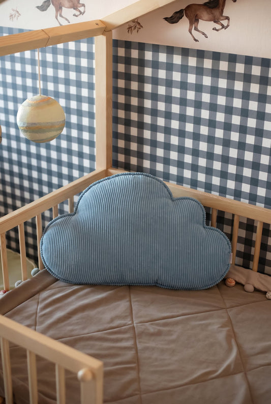 Corduroy Cloud Cushion Blue | Cloud Shape Pillow Blue