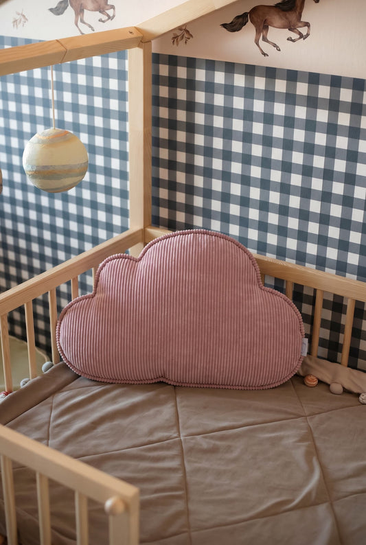 Corduroy Cloud Cushion Pink | Cloud Shape Pillow Pink