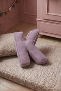 corduroy letter cushion K by bettys home in kids room on boucle mattress. Cushion in shape of letter