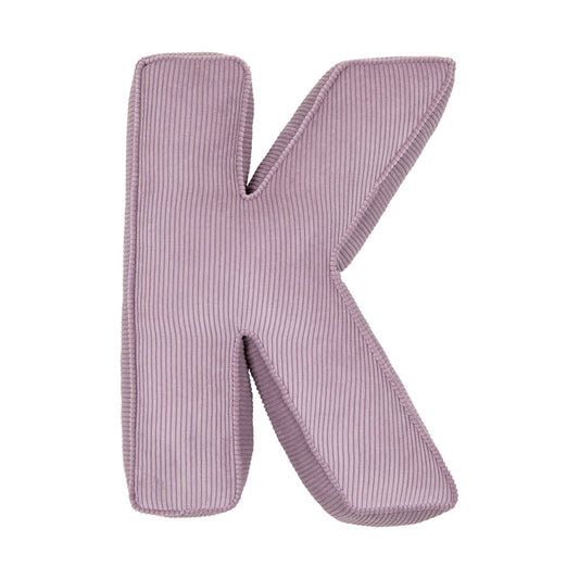 Corduroy Letter Cushion K by Bettys Home in lavender 