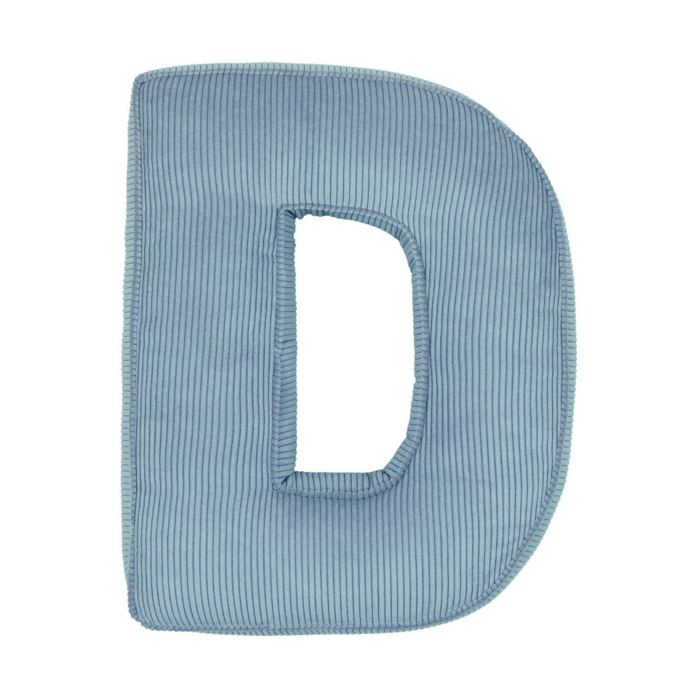 Corduroy Letter Cushion D by Bettys Home in blue 