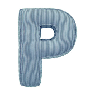 Corduroy Letter Cushion P by Bettys Home in blue 