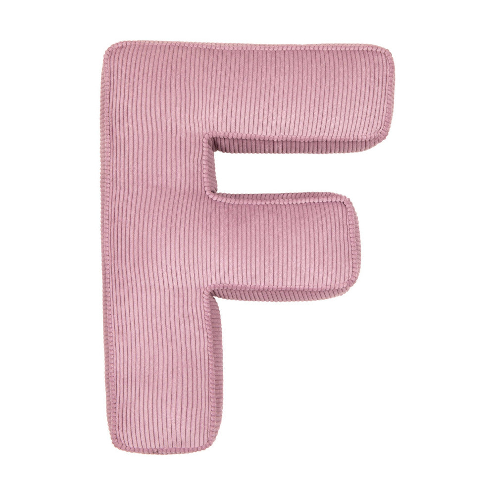 Corduroy Letter Cushion F by Bettys Home in pink 