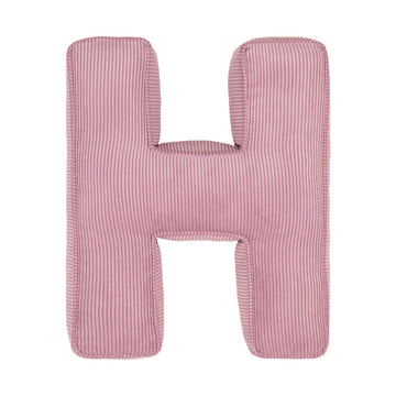 Corduroy Letter Cushion H by Bettys Home in pink 