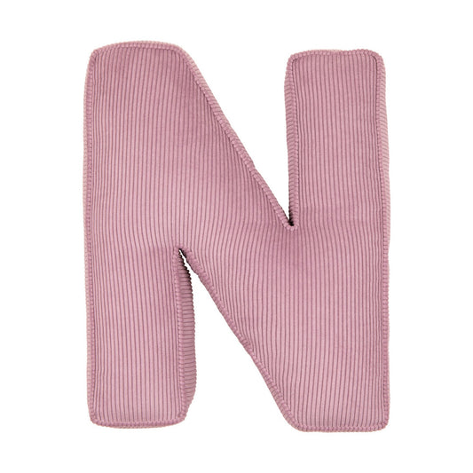 Corduroy Letter Cushion N by Bettys Home in pink 
