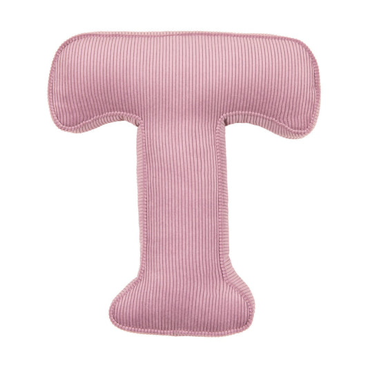 Corduroy Letter Cushion T by Bettys Home in pink 