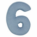 Corduroy Number Cushion 6 in blue by Bettys home. Cushion in shape of number