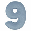 Corduroy Number Cushion 9 in blue by Bettys home. Cushion in shape of number