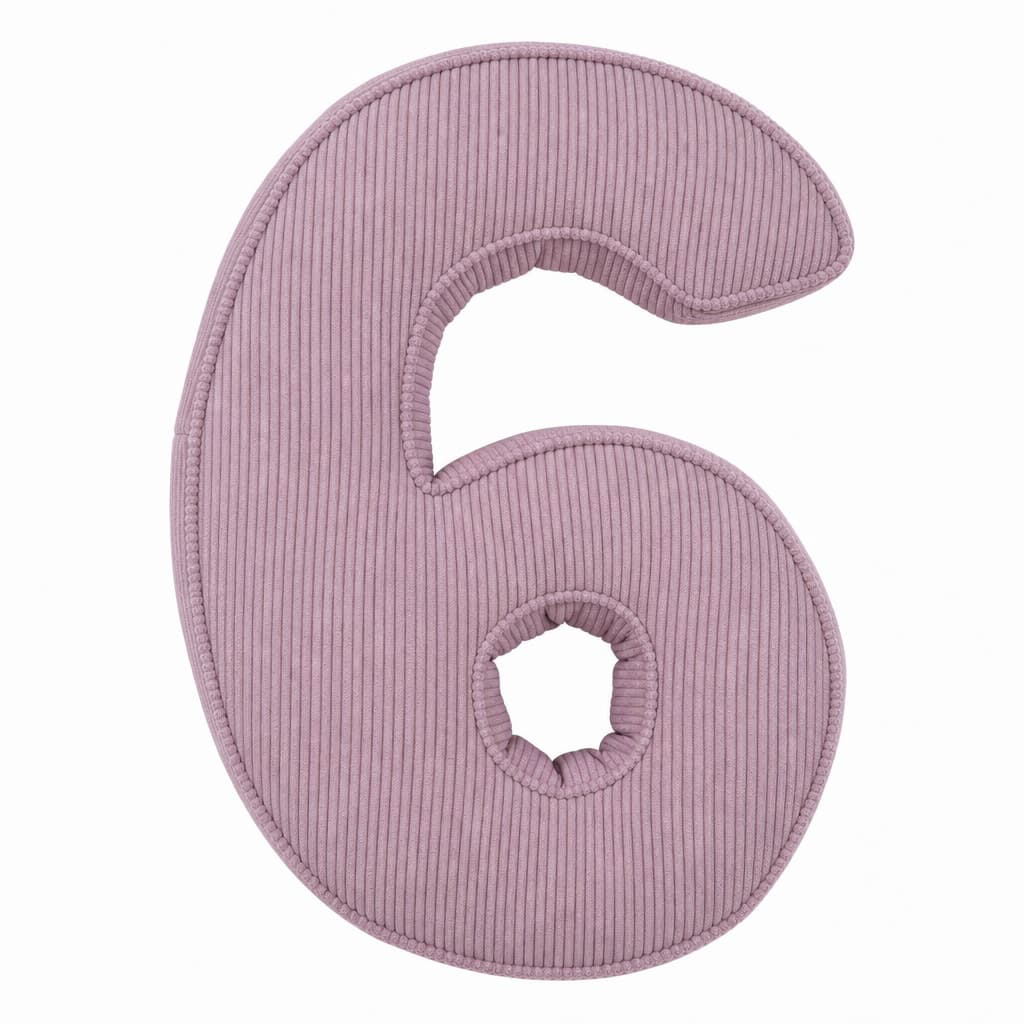 Corduroy Number Cushion 6 in lavender by Bettys home. Cushion in shape of number