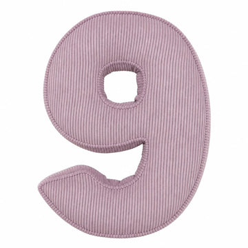 Corduroy Number Cushion 9 in lavender by Bettys home. Cushion in shape of number