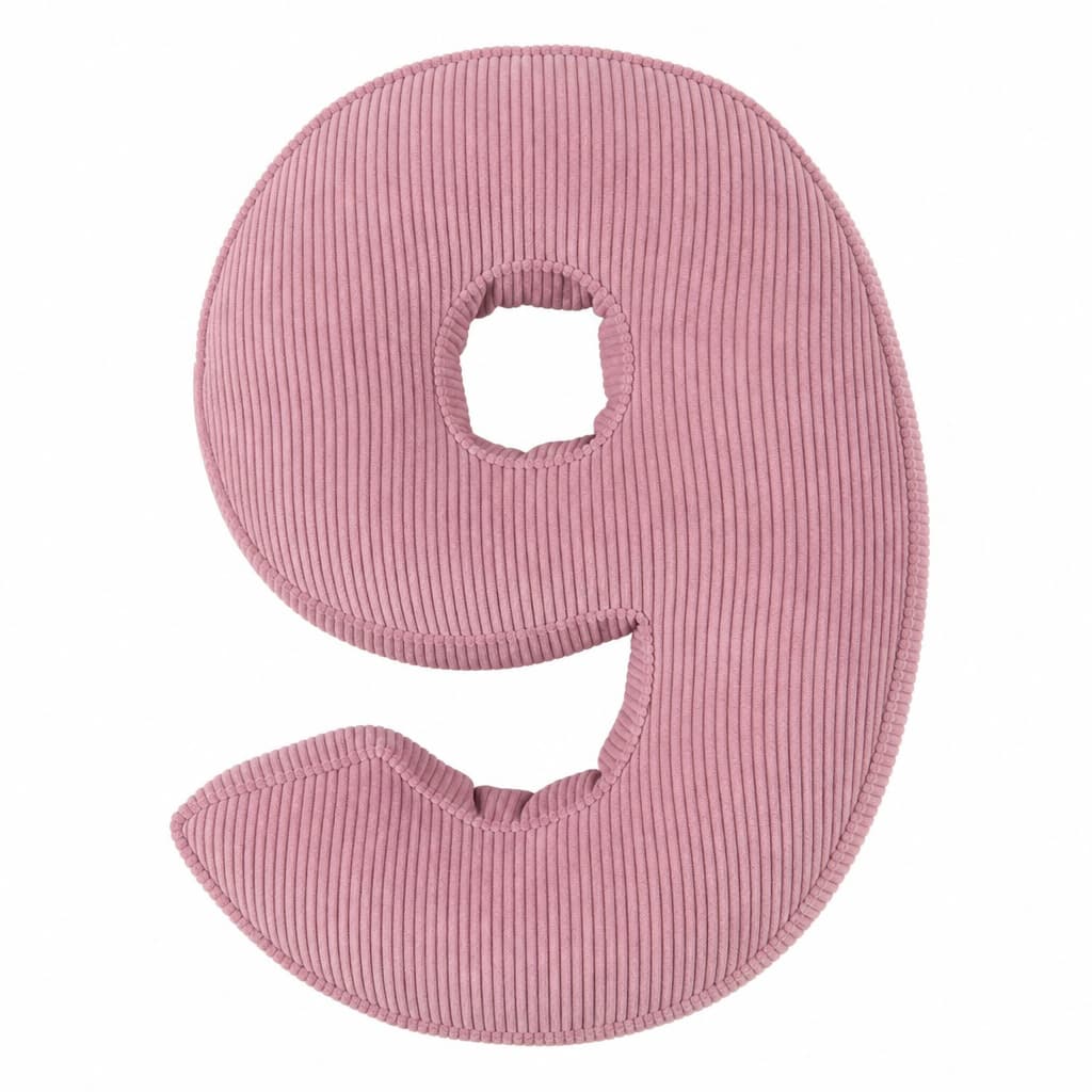 Corduroy Number Cushion 9 by Bettys home. Cushion in shape of number