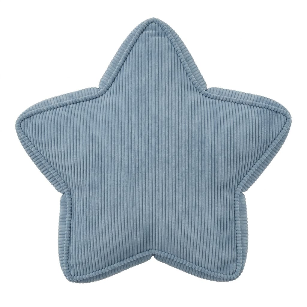 Blue corduroy star shaped pillow product photo on white background by Bettys Home