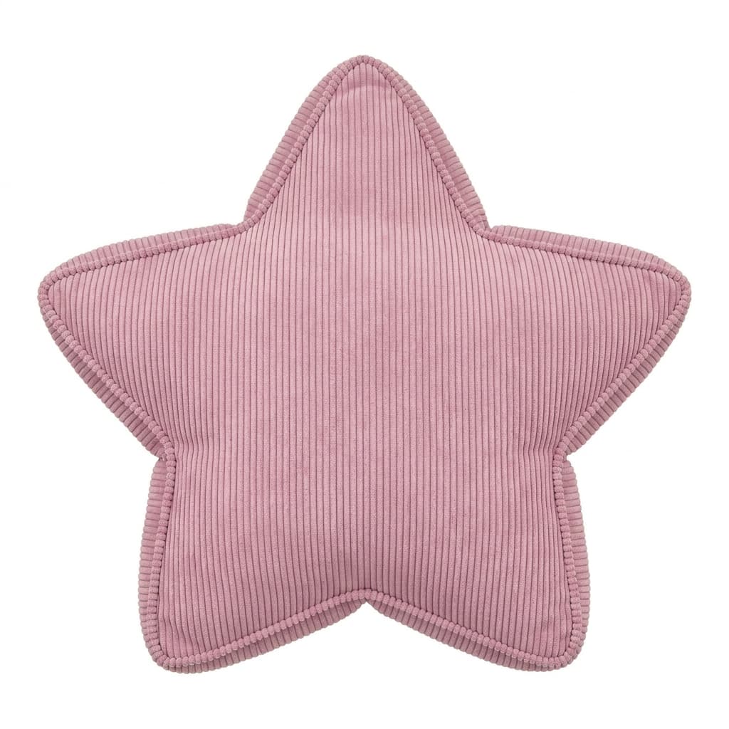 Pink corduroy star shaped pillow product photo on white background by Bettys Home