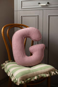 corduroy letter cushion G by bettys home in kids room on chair 