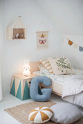 corduroy letter cushion G by bettys home in kids room next to kids bed