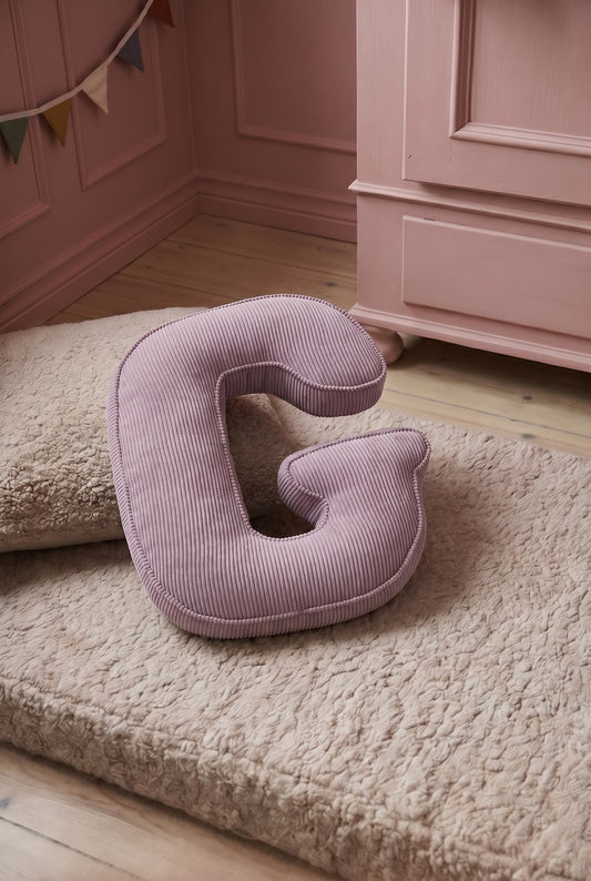 corduroy letter cushion g by bettys home in kids room on boucle mattress 