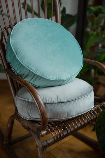 Großer Samt Pouf Mint | Runder Bodenhocker