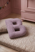 corduroy letter cushion B by bettys home in kids room. Cushion in shape of letter B on mattress