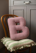 corduroy letter cushion B by bettys home in kids room. Cushion in shape of letter B on chair s