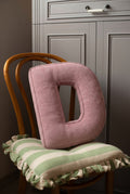 corduroy letter cushion D by bettys home on chair w