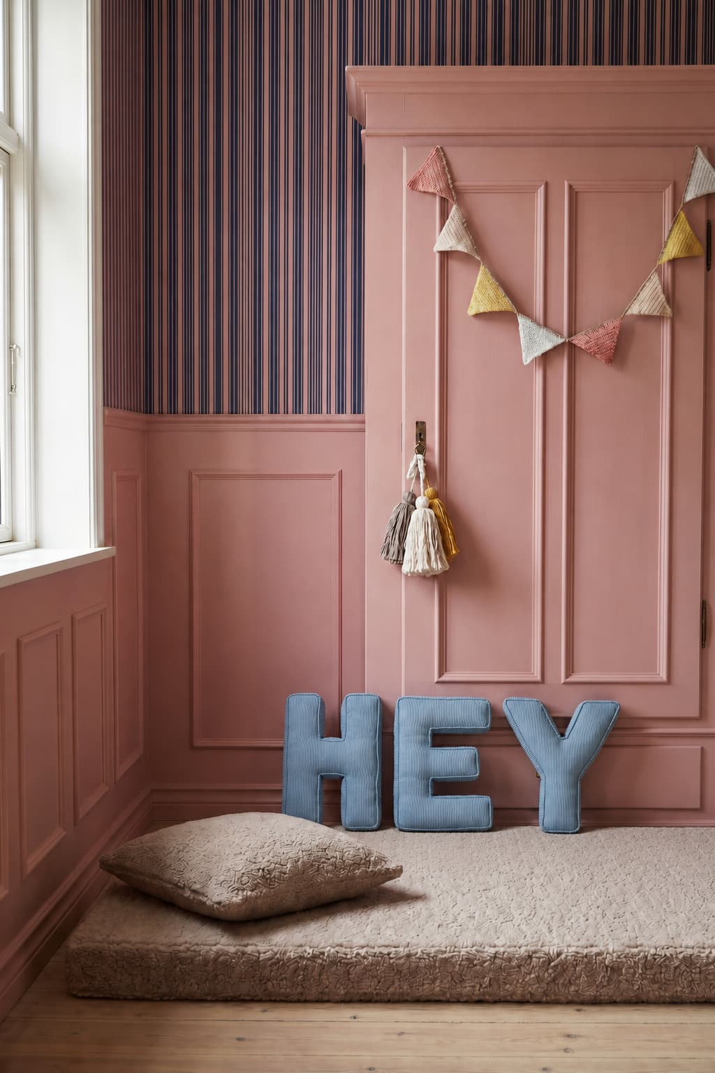 corduroy letter cushion HEY by bettys home in kids room 