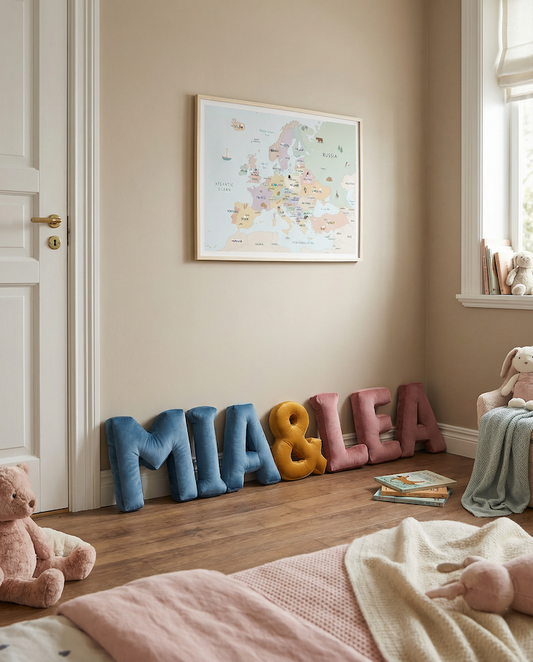 10er Set Samt Buchstabenkissen