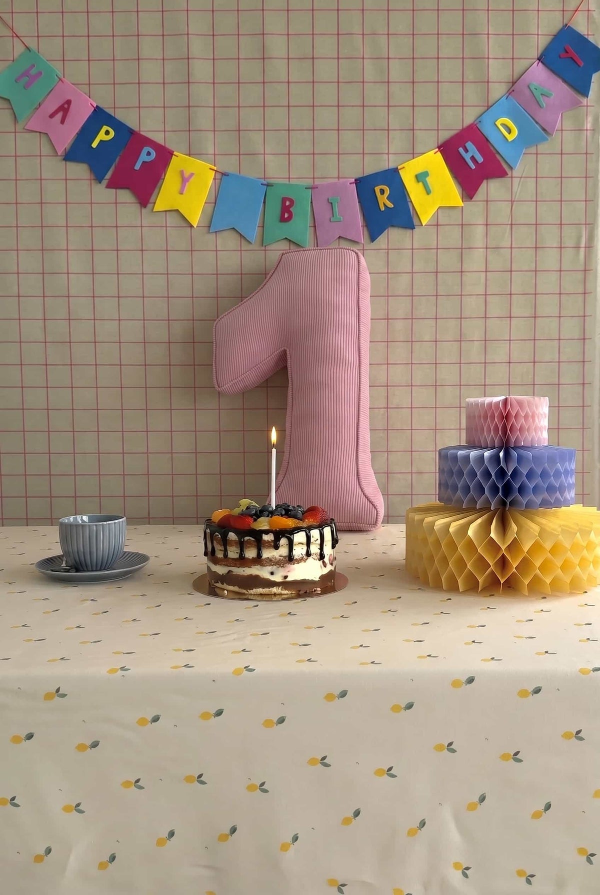 corduroy number cushion 1 by bettys home as a birthday decoration