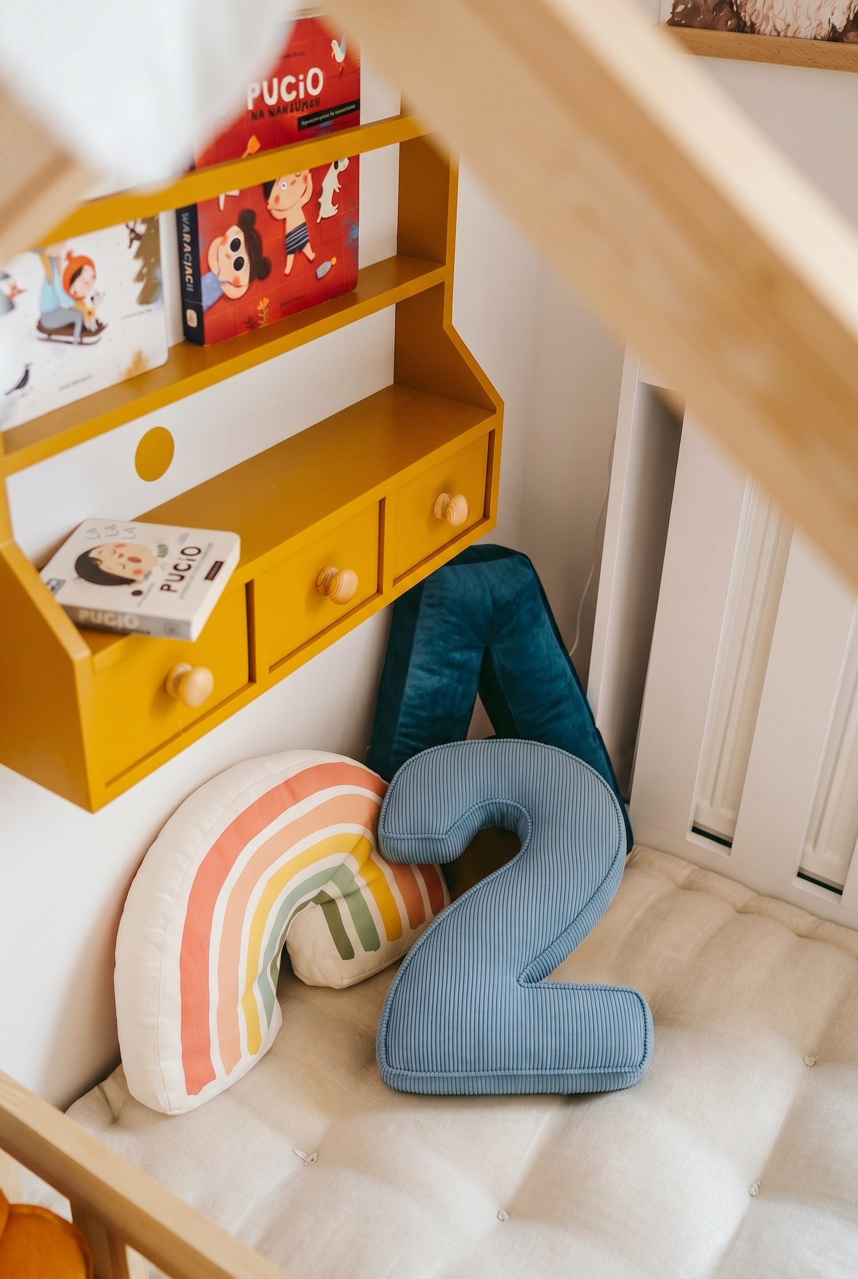 Corduroy Number Cushion by Bettys Home on kids bed