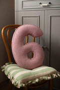 Corduroy Number Cushion by Bettys Home on chair